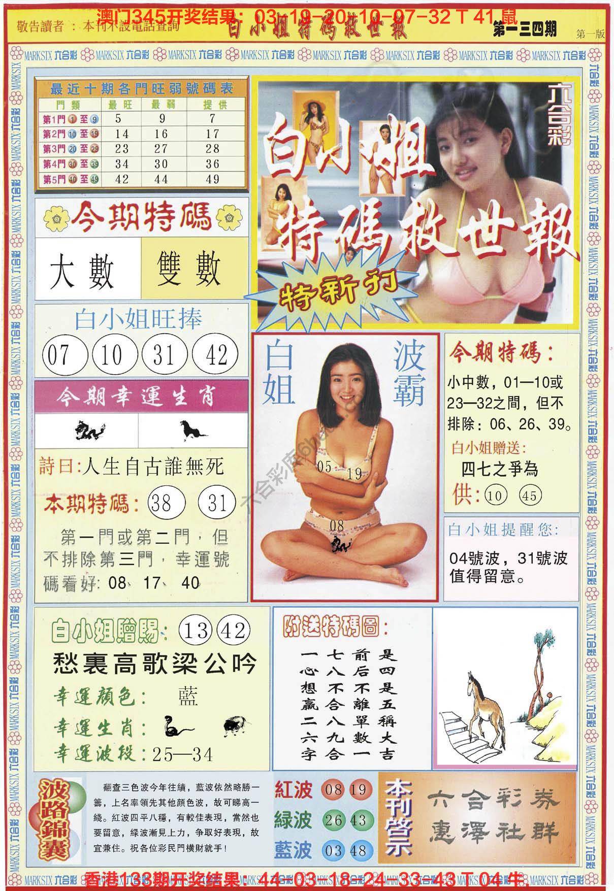 六合彩心水图库11｜白小姐新特刊