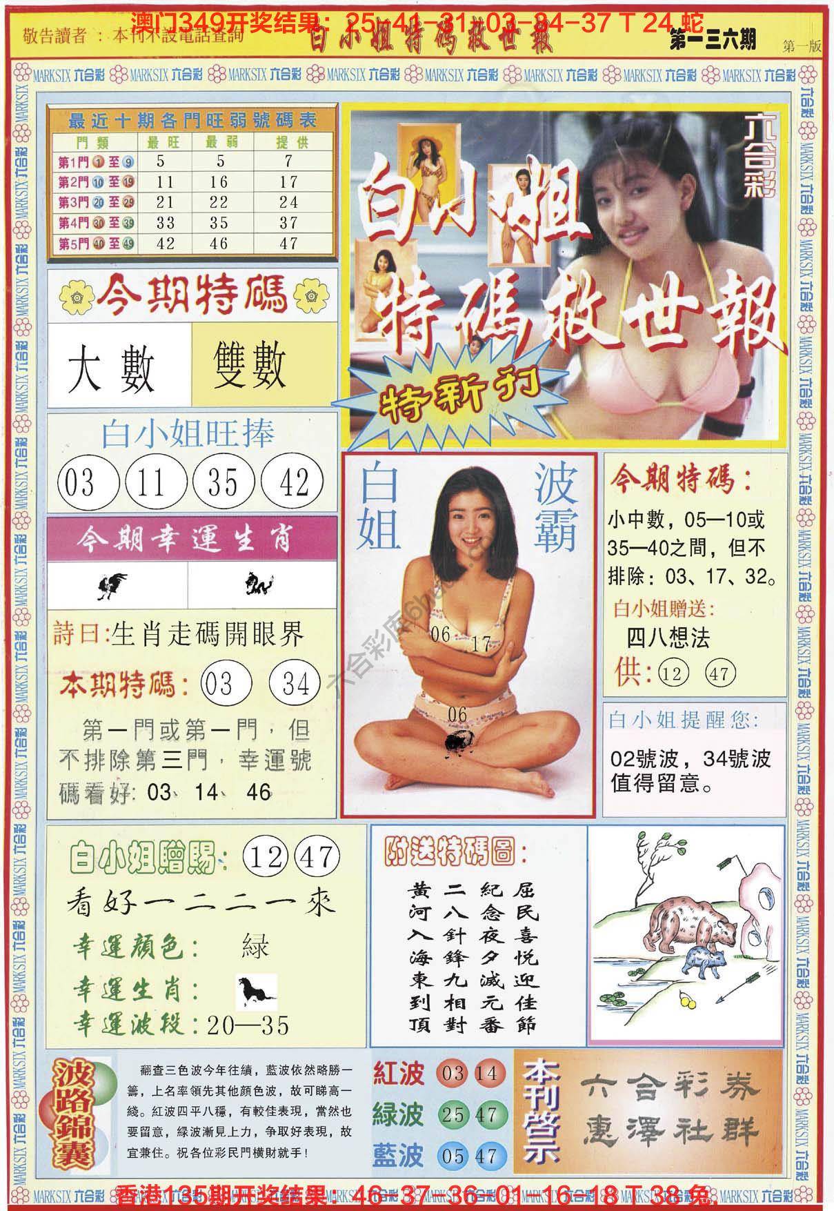 六合彩心水图库11｜白小姐新特刊